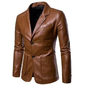 Men's Casual Lapel Leather Blazer