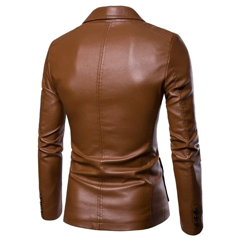 Men's Casual Lapel Leather Blazer