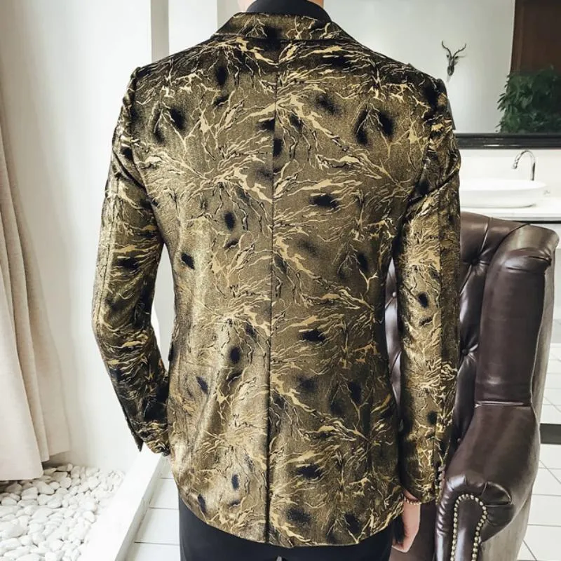 Men's Casual Single Breasted Velvet Blazer