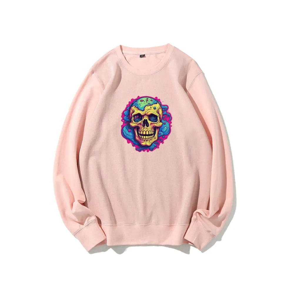 Mens Colorful Cartoon Skull Graphic Sweatshirts