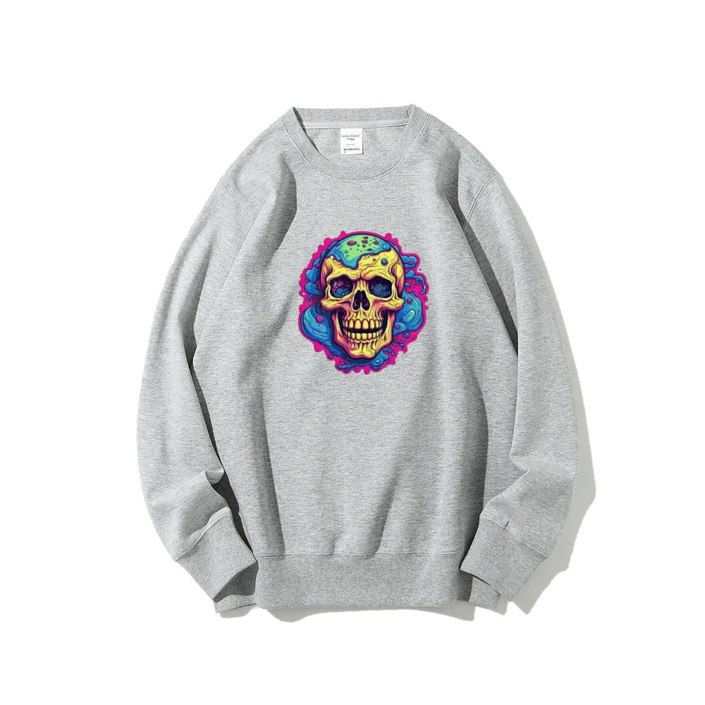 Mens Colorful Cartoon Skull Graphic Sweatshirts