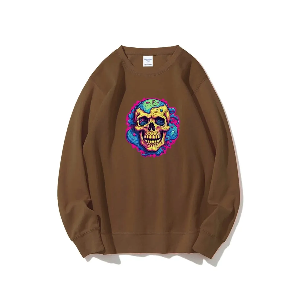 Mens Colorful Cartoon Skull Graphic Sweatshirts