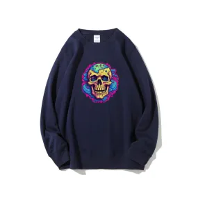 Mens Colorful Cartoon Skull Graphic Sweatshirts