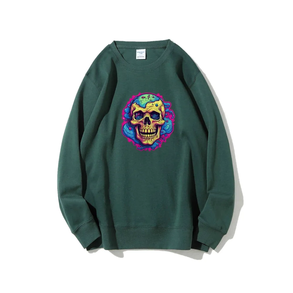 Mens Colorful Cartoon Skull Graphic Sweatshirts