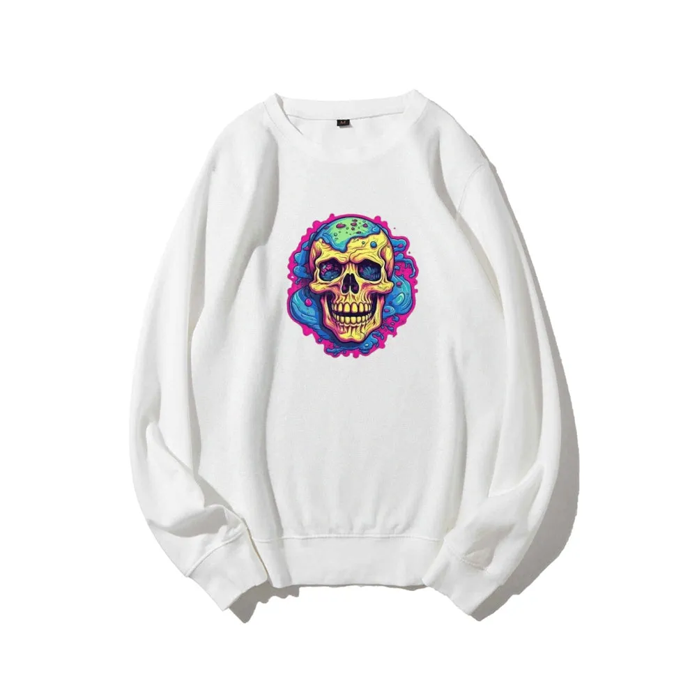 Mens Colorful Cartoon Skull Graphic Sweatshirts