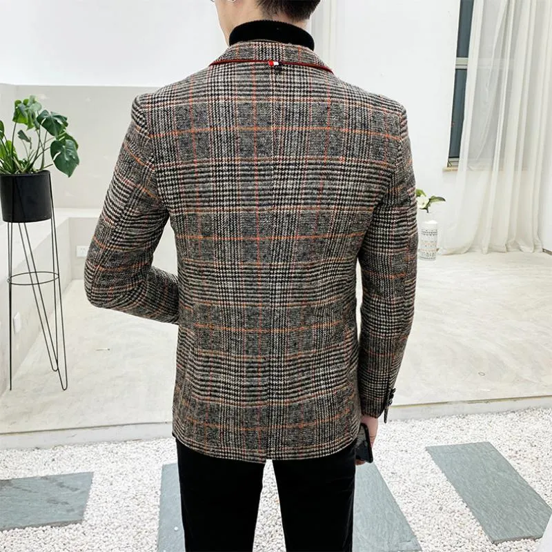 Men's Plaid Woolen Blazer