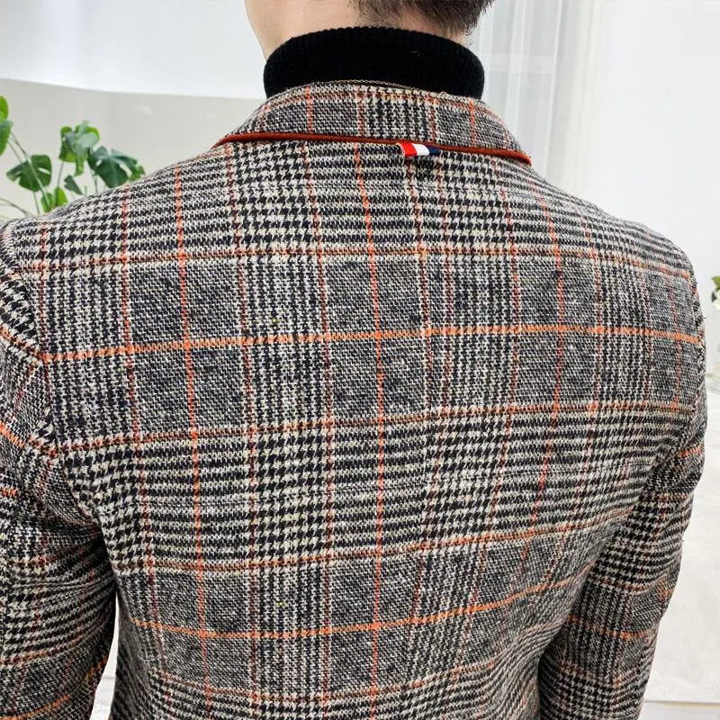 Men's Plaid Woolen Blazer