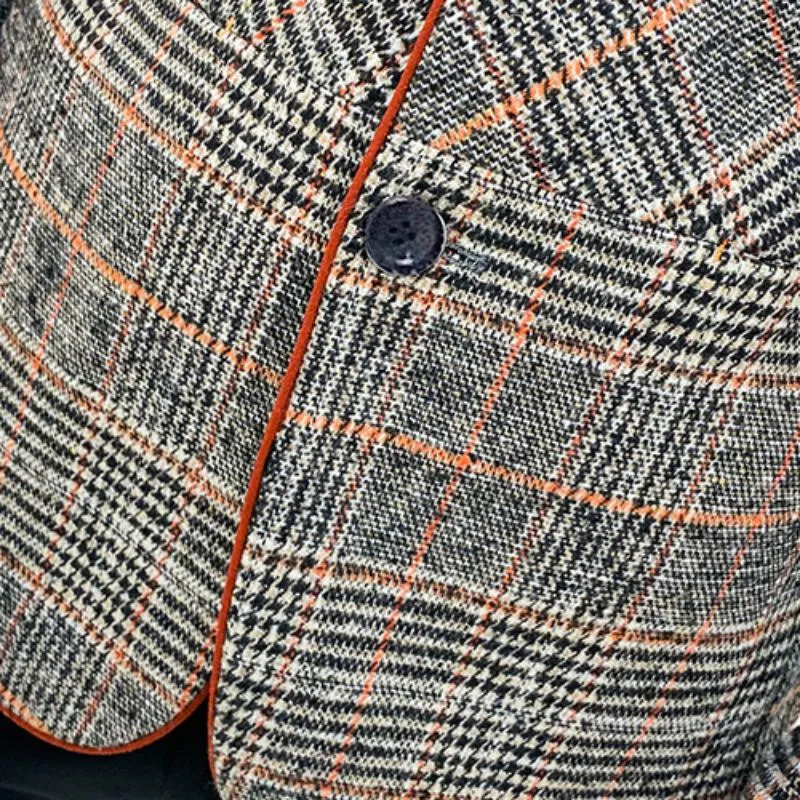 Men's Plaid Woolen Blazer