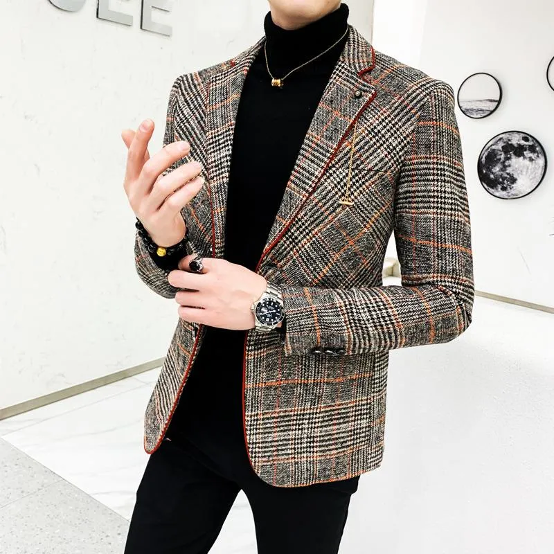 Men's Plaid Woolen Blazer