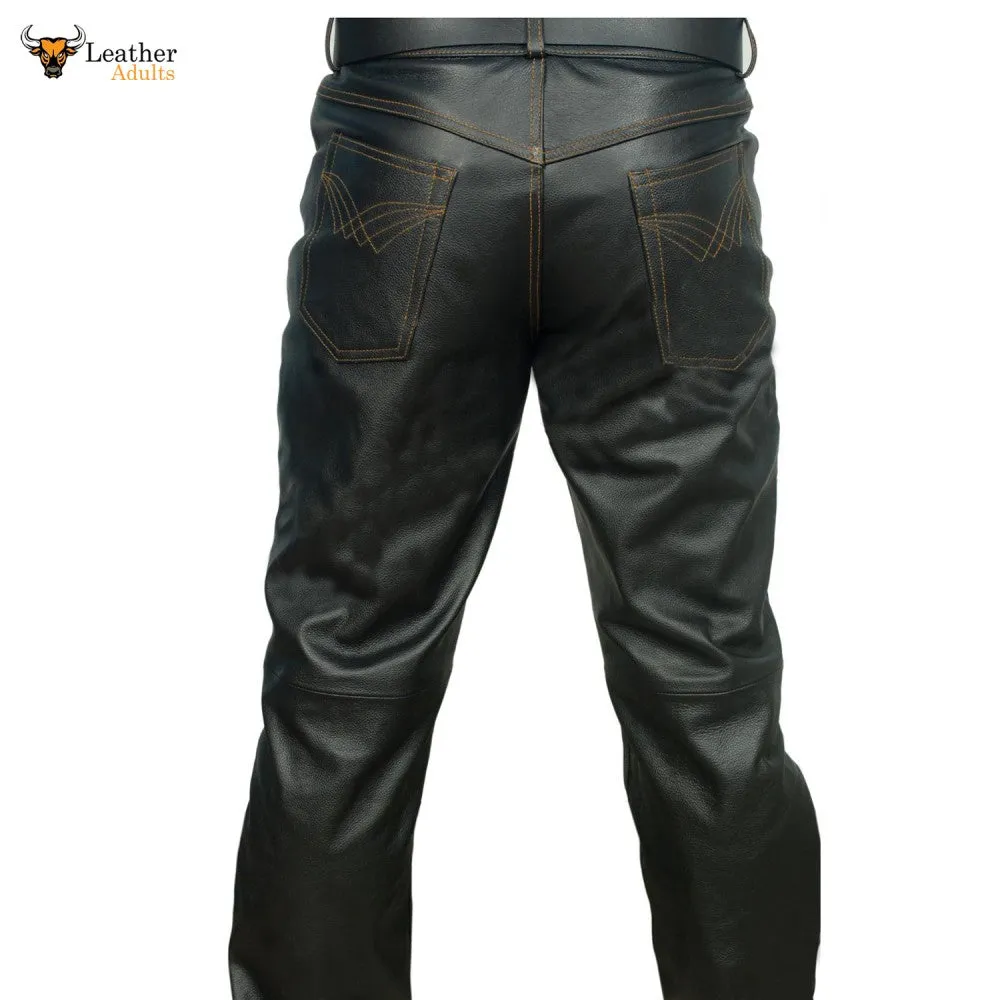 Mens Real Leather Jeans Heavy Duty LEVI 501 Styling MOST SIZES AVAILABLE