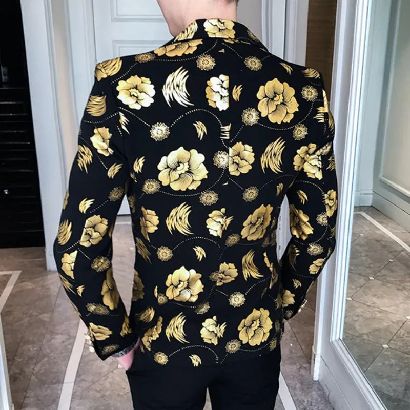 Men's Slim Fit Blazer With Flowers Print