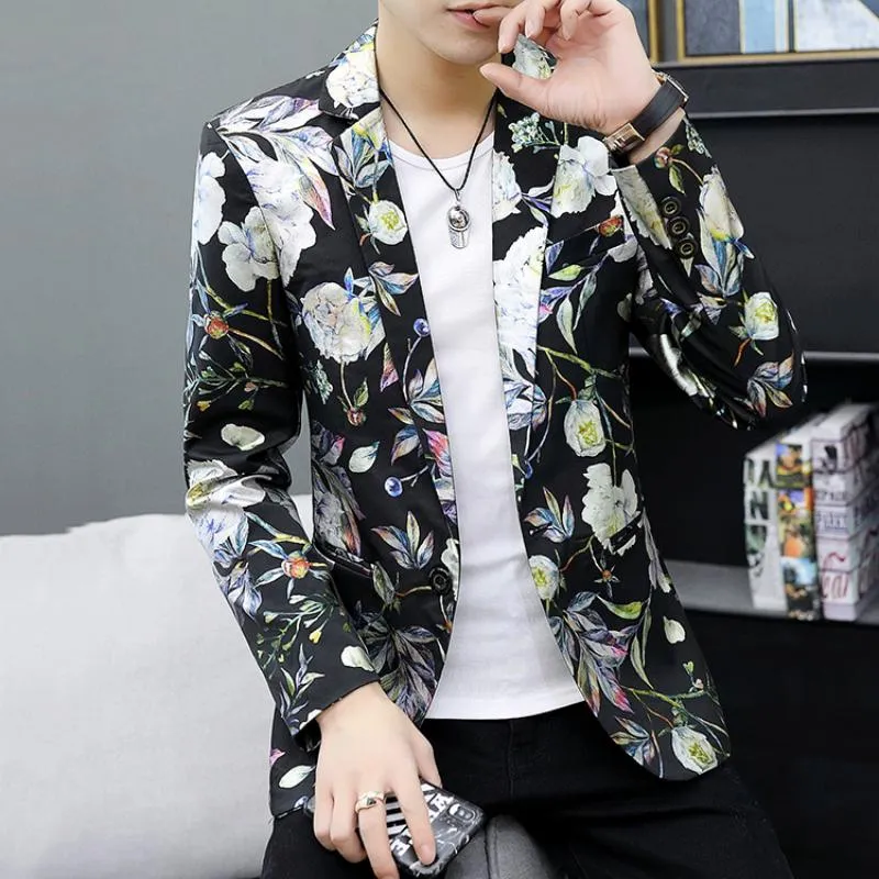 Men's Winter Casual Blazer With Floral Print