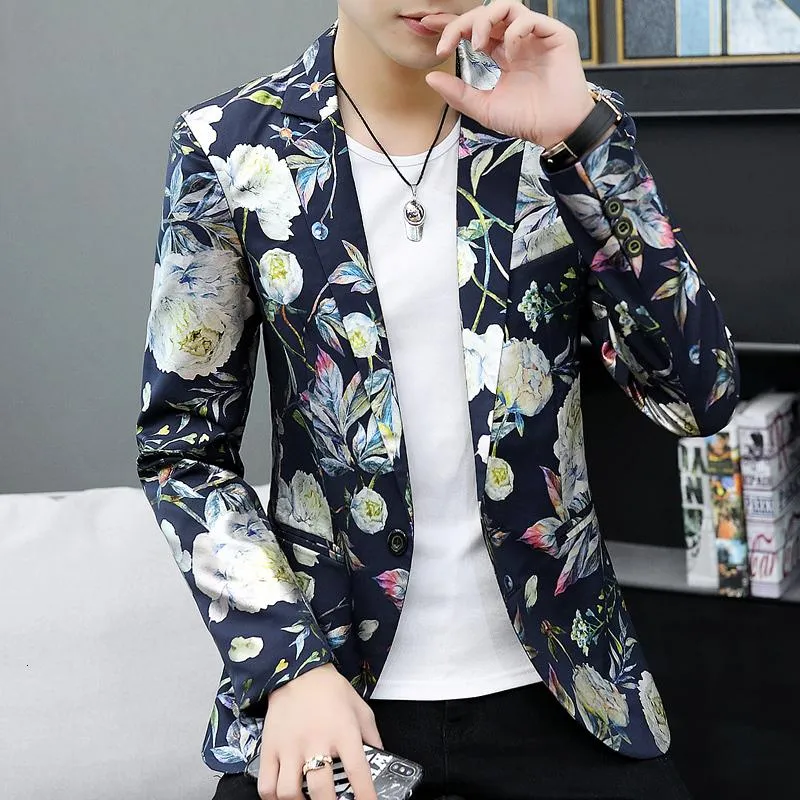 Men's Winter Casual Blazer With Floral Print