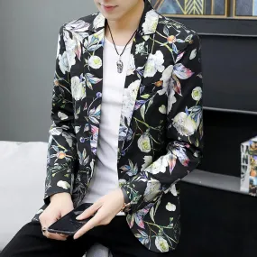 Men's Winter Casual Blazer With Floral Print