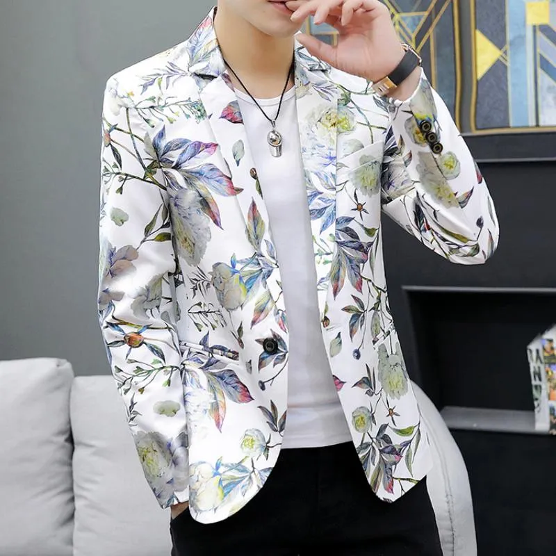 Men's Winter Casual Blazer With Floral Print