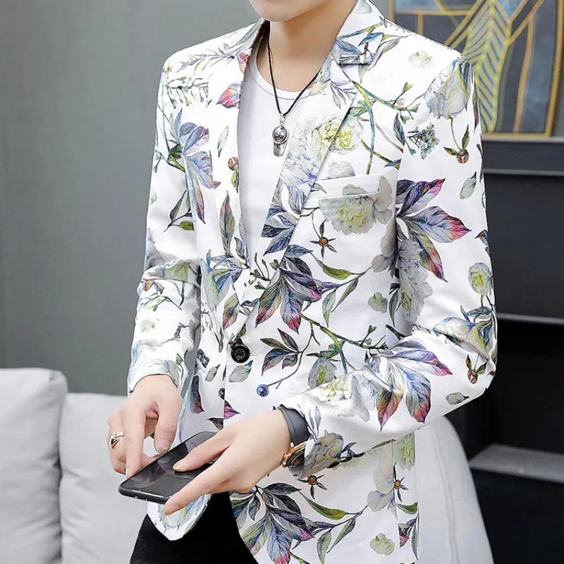 Men's Winter Casual Blazer With Floral Print