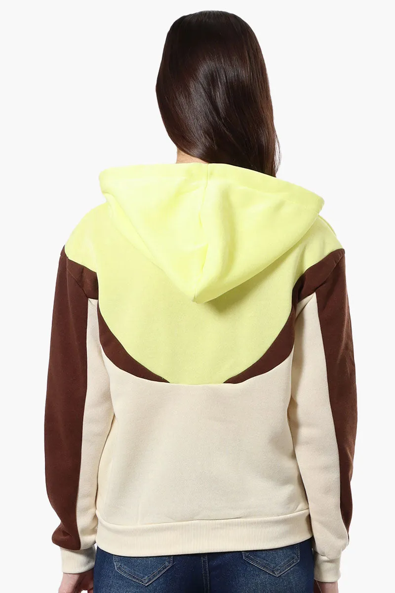 New Look Fleece Colour Block Hoodie - Yellow