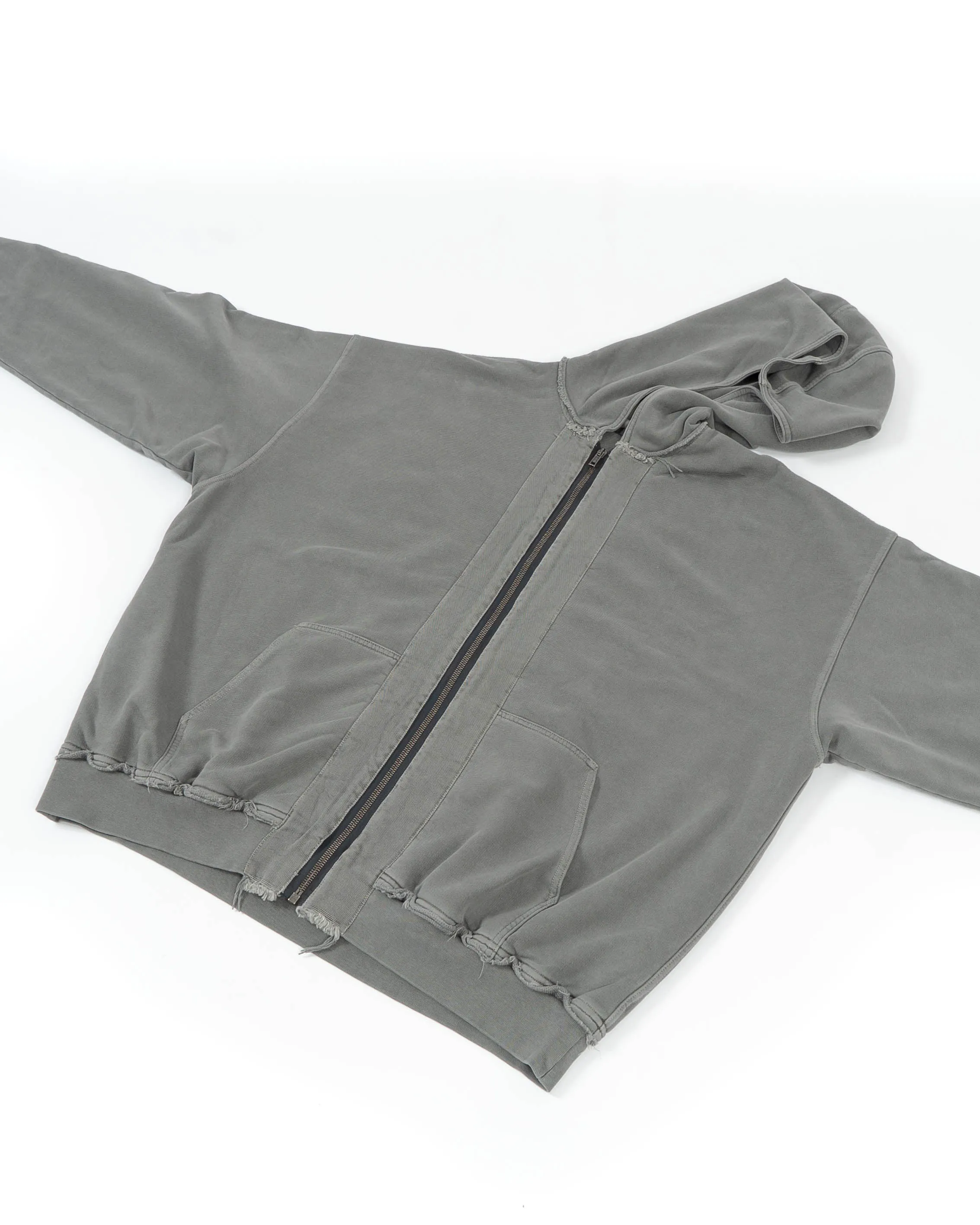 Oversized Double Layer Hoodie in Washed Grey Perth Cotton