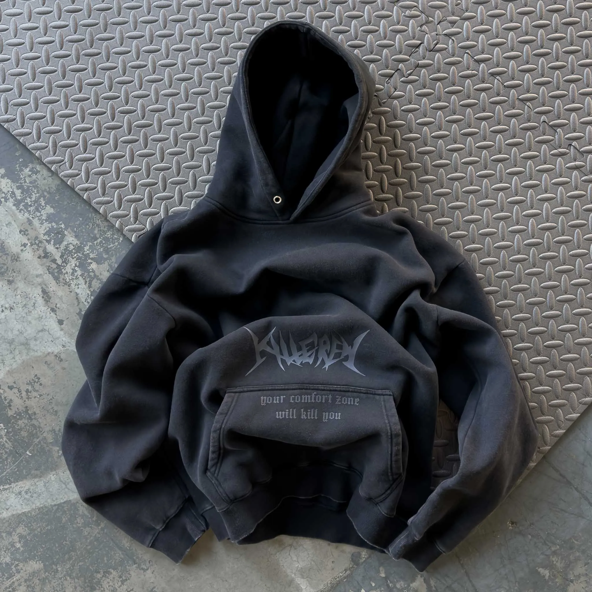 OVERSIZED LUX "COMFORT ZONE" HOODIE - BLACKOUT