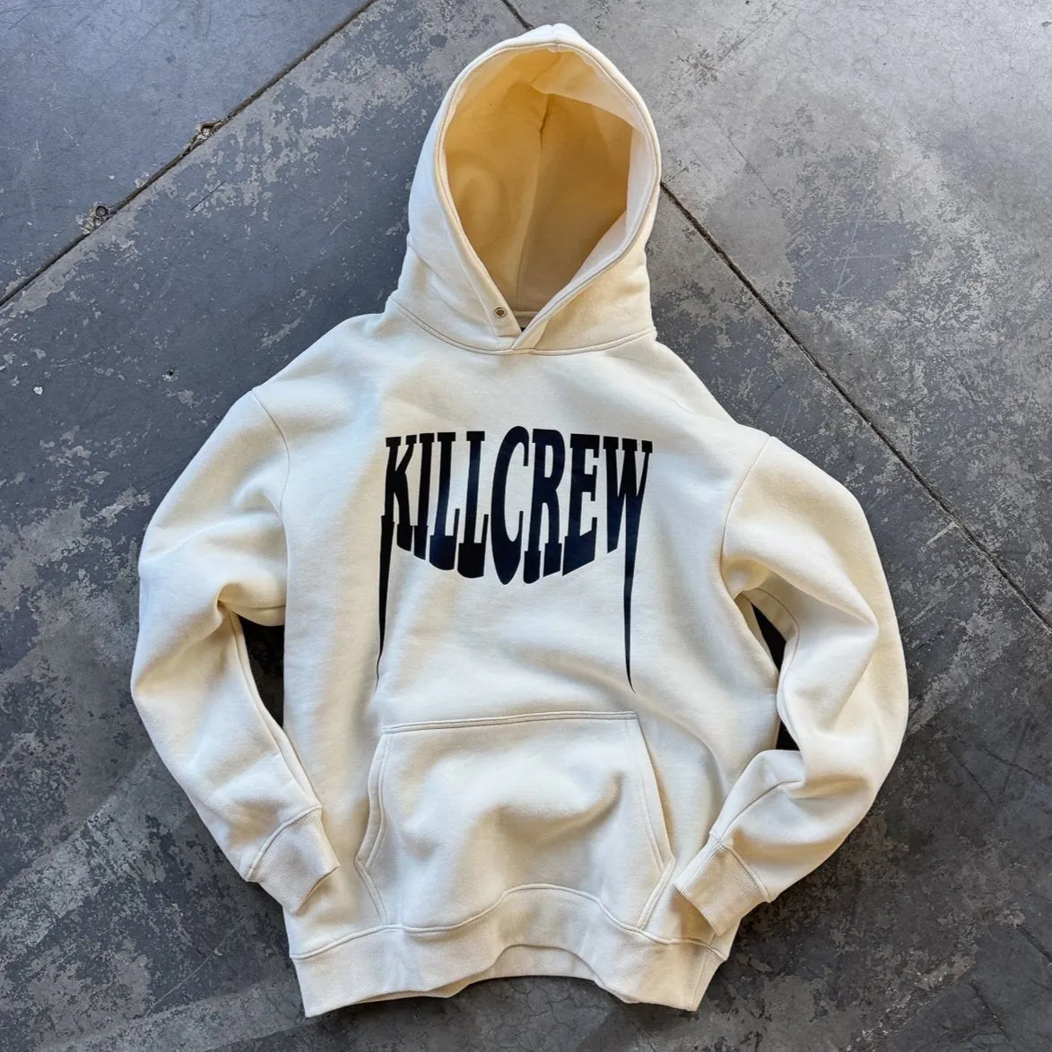 OVERSIZED LUX "FANGS" HOODIE - CREAM / BLACK