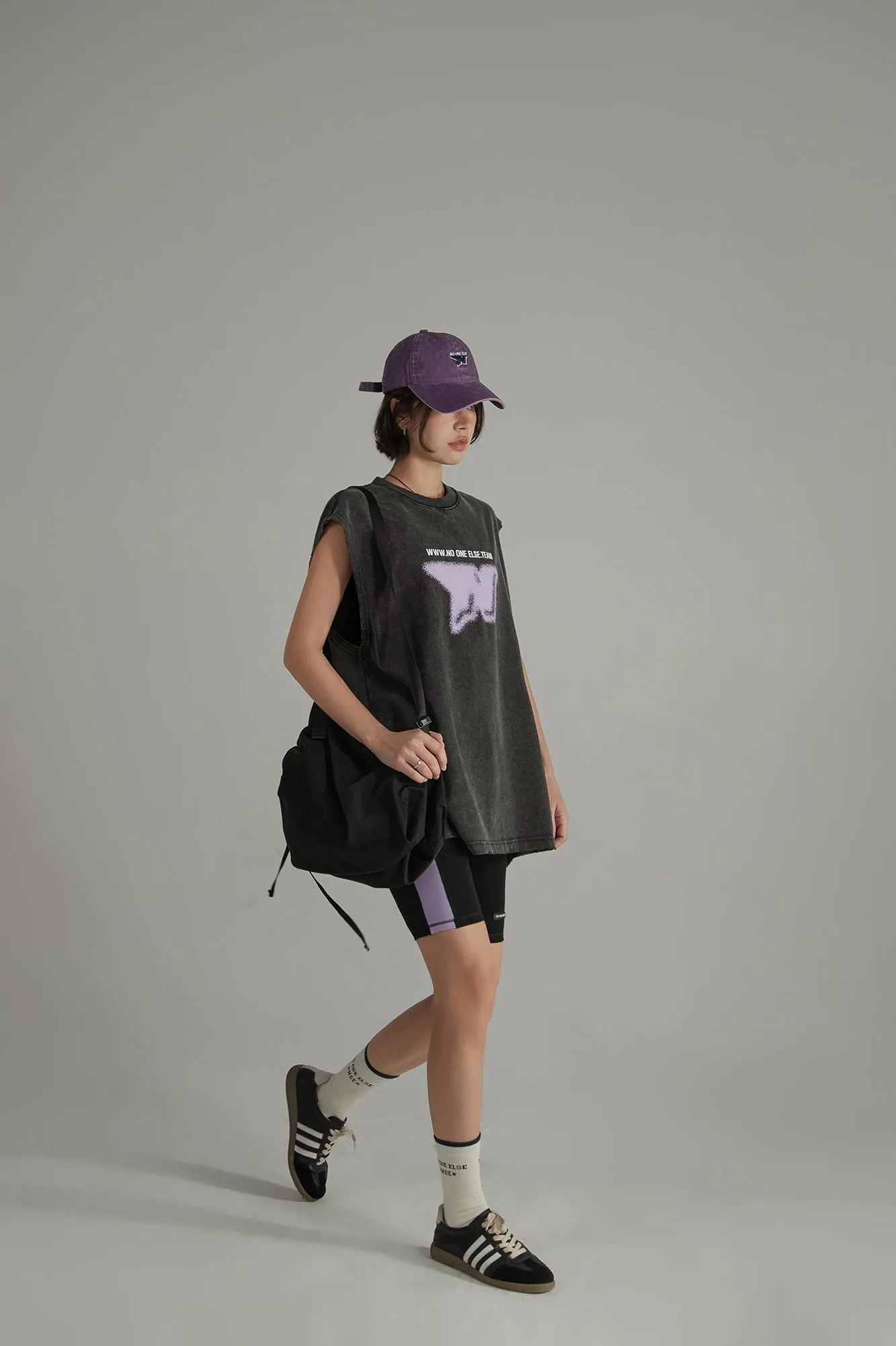 Printed Boxy Sleeveless Sporty T-Shirt