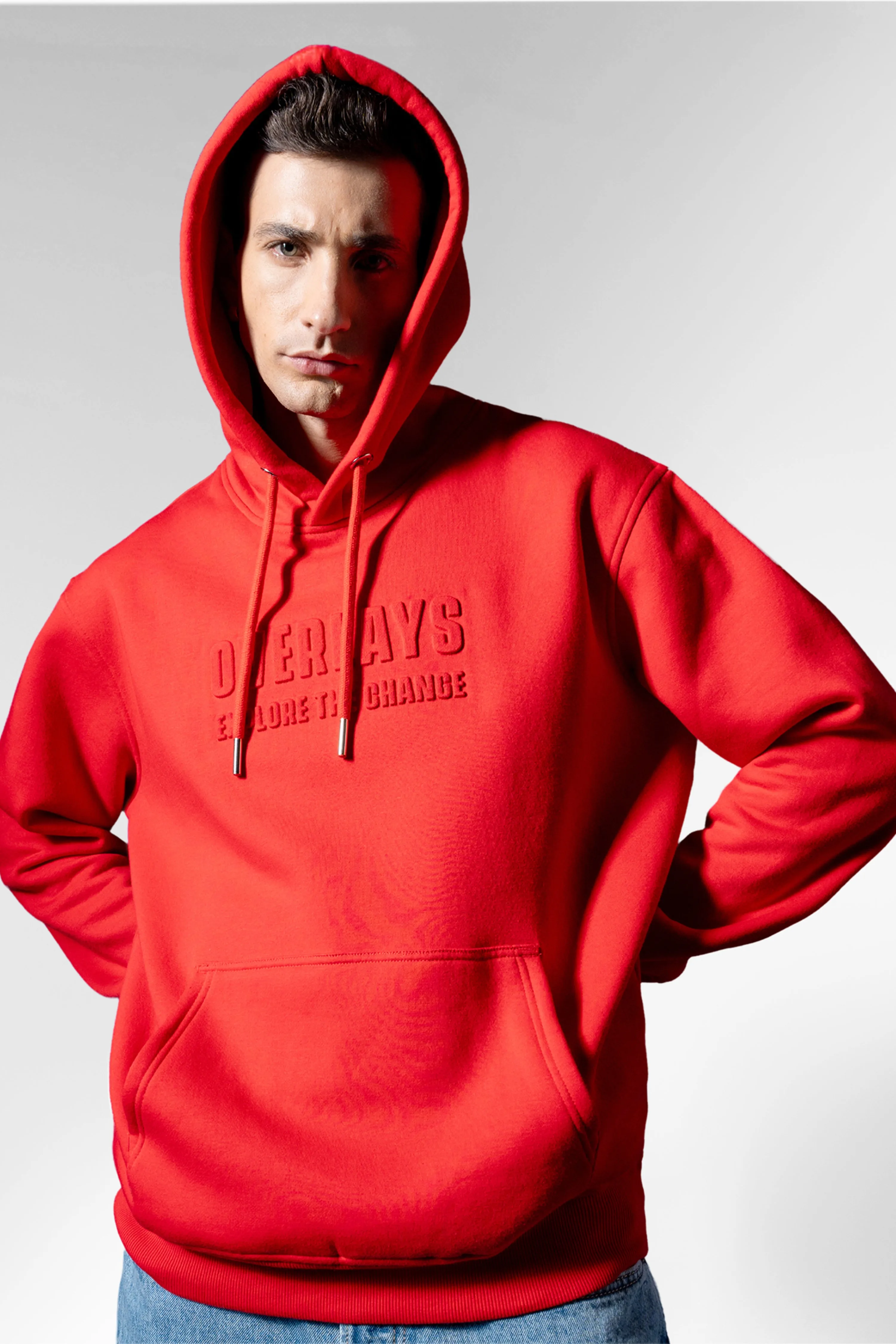 Red Embossed Hoodie