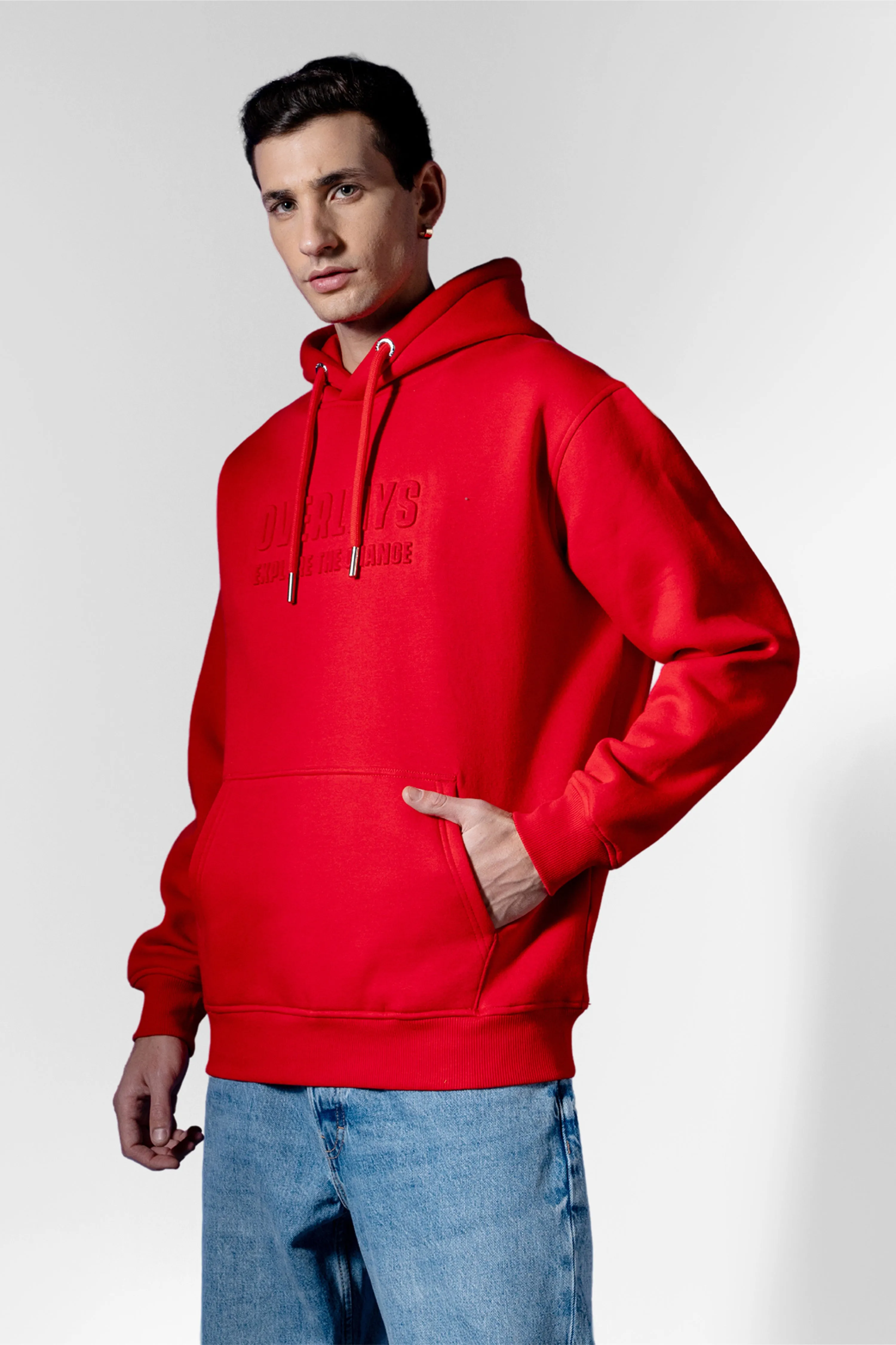 Red Embossed Hoodie