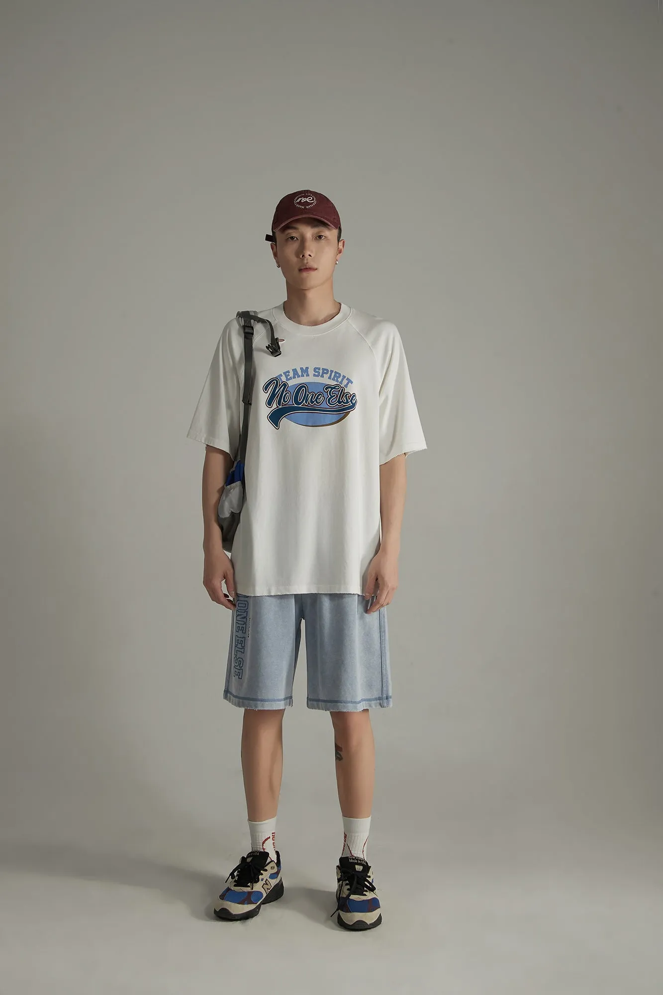 Ripped Sporty Printed Boxy T-Shirt