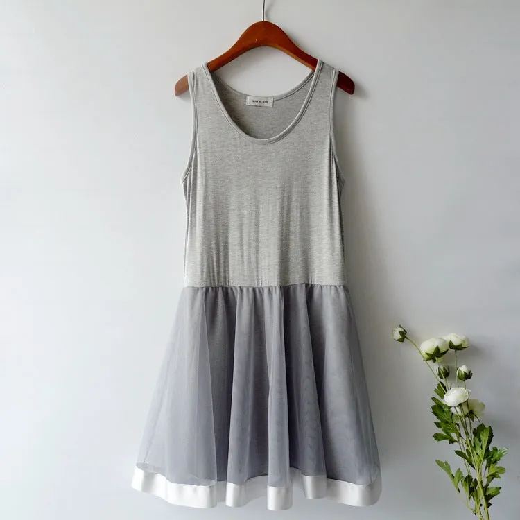 Short Mesh Slip Dress Modal Tank Top Lace Tutu Dress