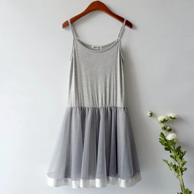 Short Mesh Slip Dress Modal Tank Top Lace Tutu Dress