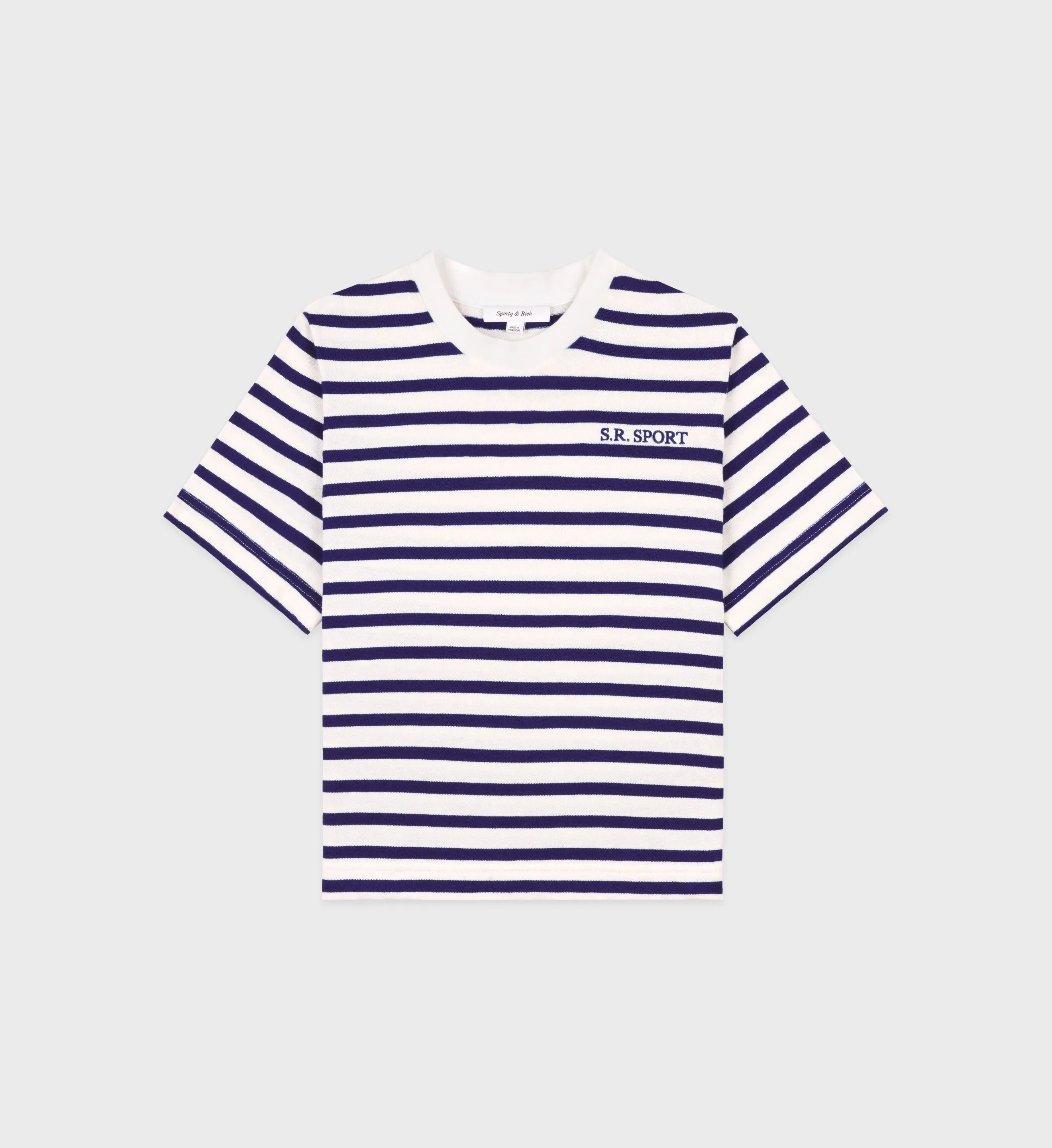 SR Sport Embroidered Breton T-Shirt - White/Navy