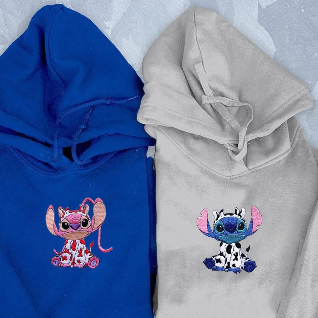 Stitch X Angel Matching Couple Hoodies - Personalized Matching Sweatshirts For Couples