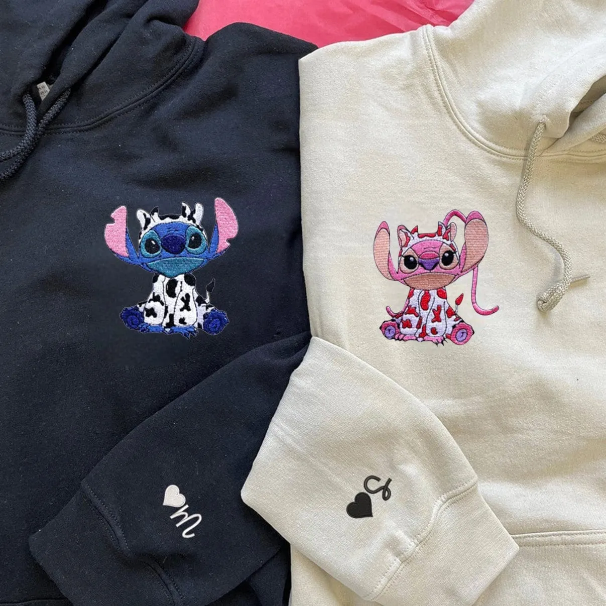 Stitch X Angel Matching Couple Hoodies - Personalized Matching Sweatshirts For Couples