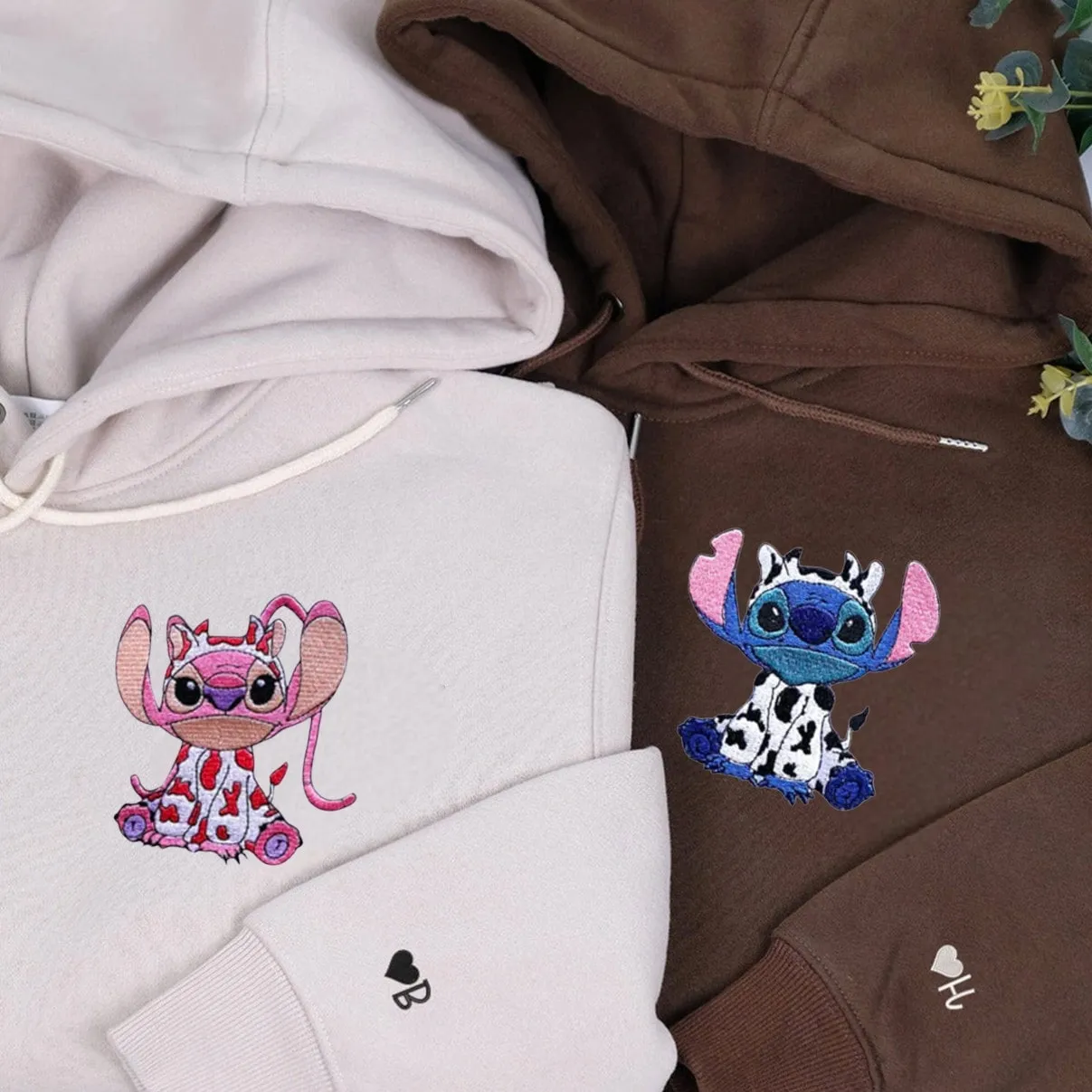 Stitch X Angel Matching Couple Hoodies - Personalized Matching Sweatshirts For Couples