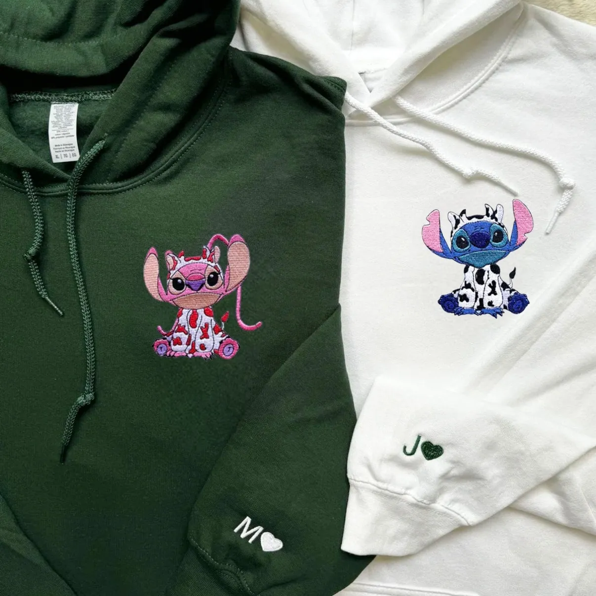 Stitch X Angel Matching Couple Hoodies - Personalized Matching Sweatshirts For Couples