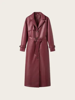 Taelor Faux Leather Trench Coat