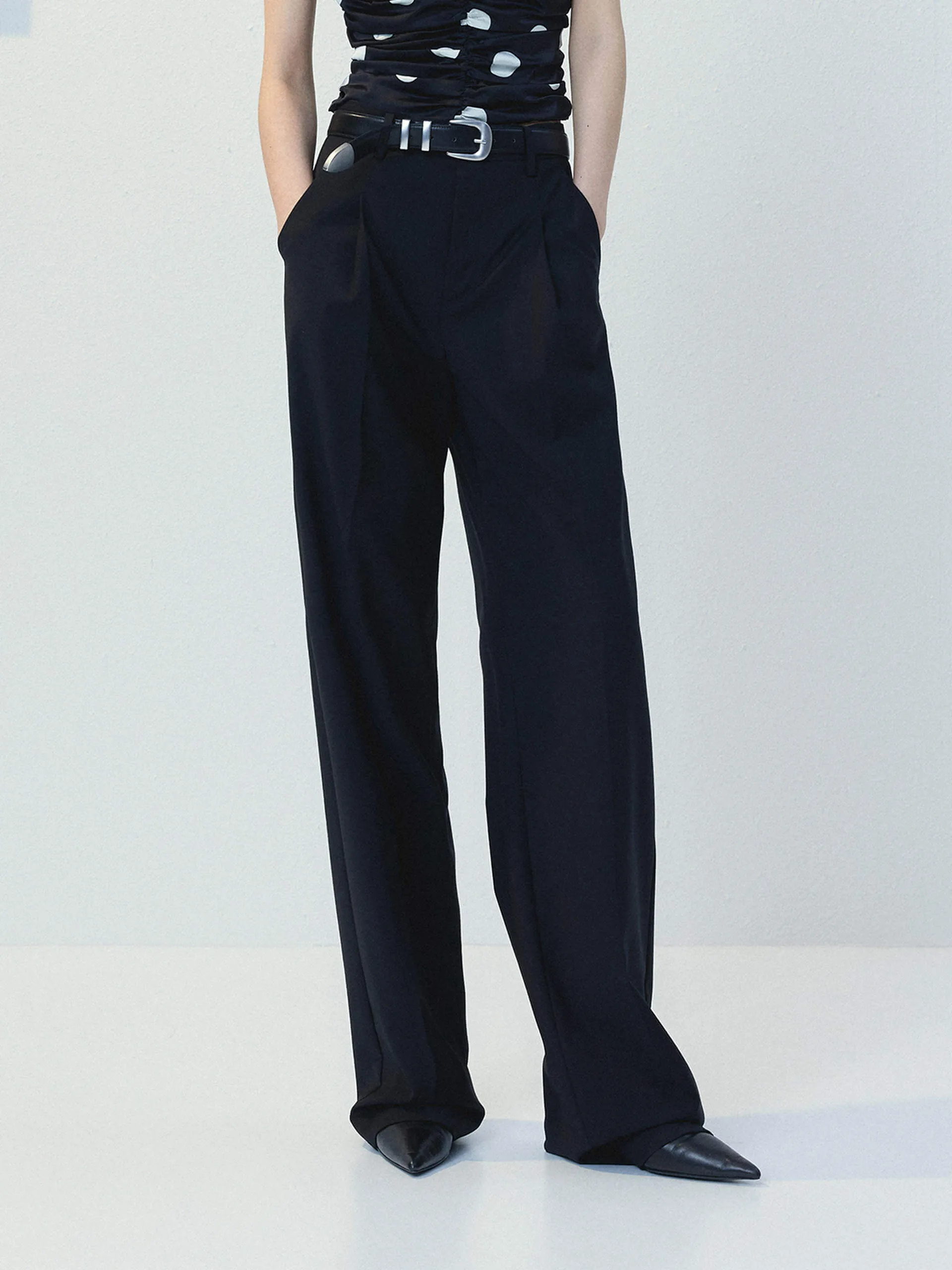 Tailored Pleated Suit Pants