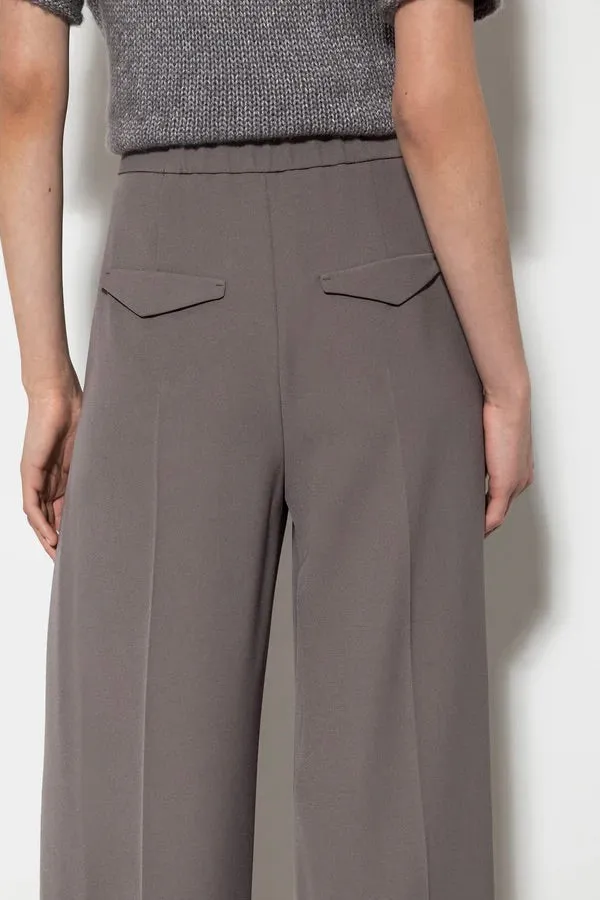 Taupe Wide Leg Tailored Pants