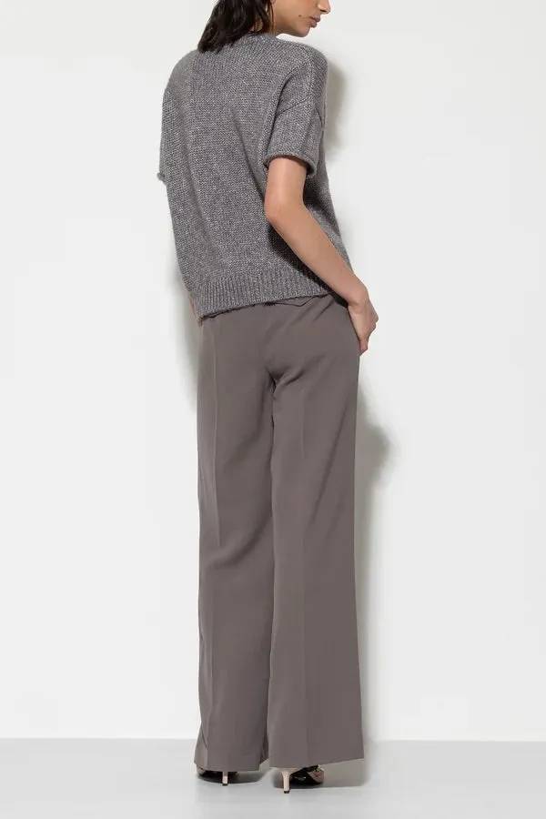 Taupe Wide Leg Tailored Pants