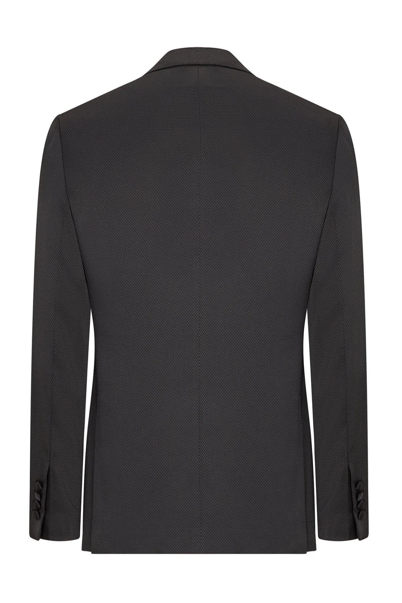 Textured Peak Lapel Tuxedo Jacket - Black