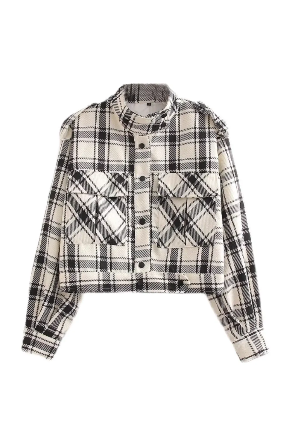 'Thea' Long Sleeves Plaid Shirt Coat