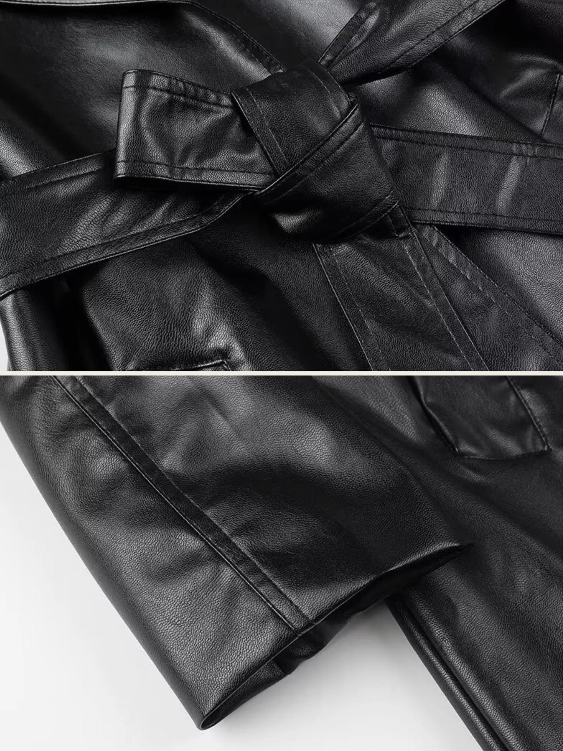 Victoria Faux Leather Trench Coat