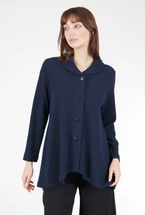 Waffle Knit Longer Jacket, Navy