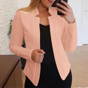 Women Solid Color Long Sleeve Lapel Casual Blazer