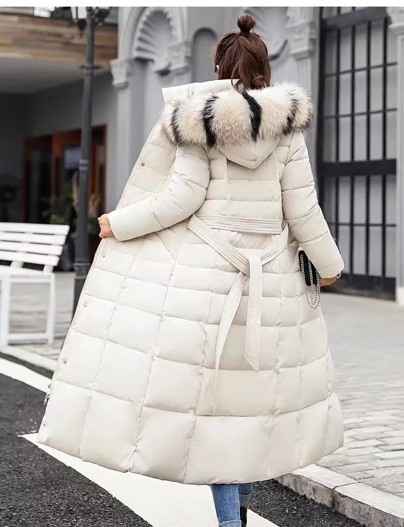 Women Winter Warm Thick Down Coat Jacket Oversize Vintage Luxury Hooded Long Coats