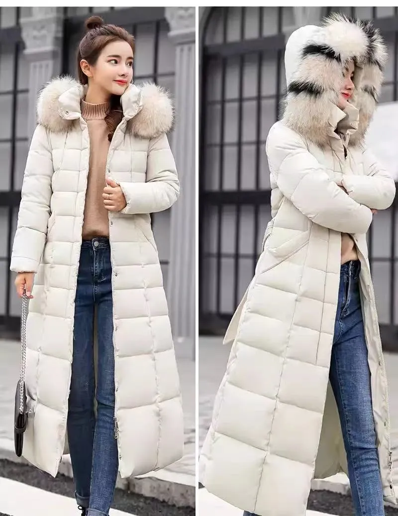 Women Winter Warm Thick Down Coat Jacket Oversize Vintage Luxury Hooded Long Coats