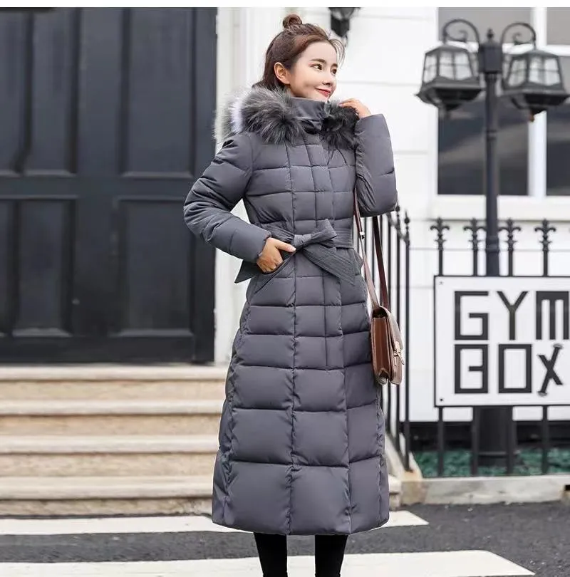 Women Winter Warm Thick Down Coat Jacket Oversize Vintage Luxury Hooded Long Coats