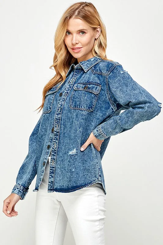 Women's Distressed Denim Shirts