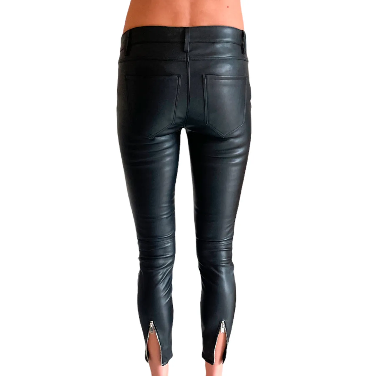 Zara Woman Faux Leather Zip Trousers